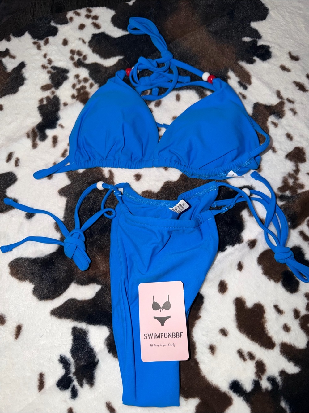 Blue String Triangle Bikini Set - Picture 3 of 7